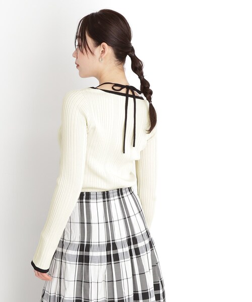 THE SHOP TK （ザ ショップ ティーケー ）の「ラインリブプルオーバー【洗濯機OK】（ニット/セーター・レディース・ブラック/アイボリー・12/13）」の9枚目の写真