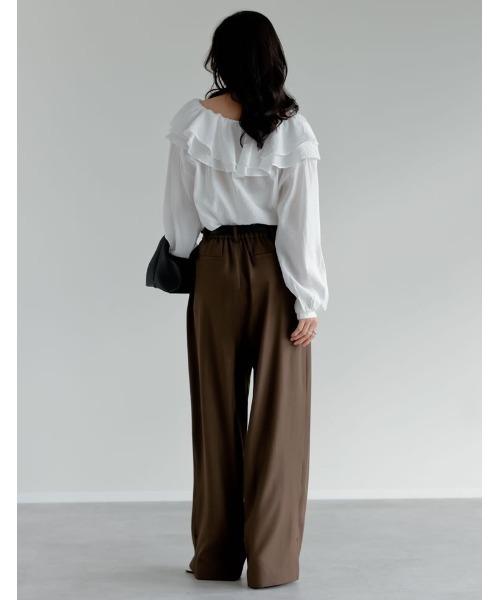 Re:EDIT（リエディ）の「ドライタッチコットンブレンド2WAYフリルブラウス（シャツ/ブラウス・レディース・ブラック/アイボリー/ブルー/ベージュ/イエロー・MEDIUM/LARGE）」の19枚目の写真