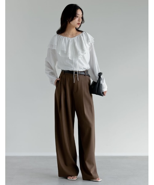 Re:EDIT（リエディ）の「ドライタッチコットンブレンド2WAYフリルブラウス（シャツ/ブラウス・レディース・ブラック/アイボリー/ブルー/ベージュ/イエロー・MEDIUM/LARGE）」の17枚目の写真