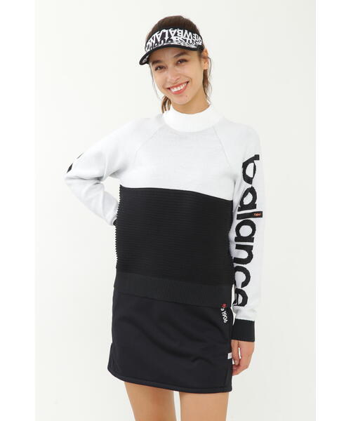 new balance golf】プレーン×タック×ロゴ モックネック ニット プル