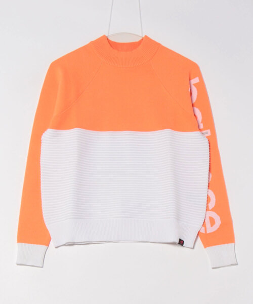 new balance golf】プレーン×タック×ロゴ モックネック ニット プル