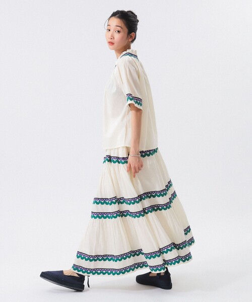 trepied（トレピエ）の「【別注】trepied / テープ ギャザー スモック（シャツ/ブラウス・レディース・ネイビー/アイボリー・ONE SIZE）」の6枚目の写真