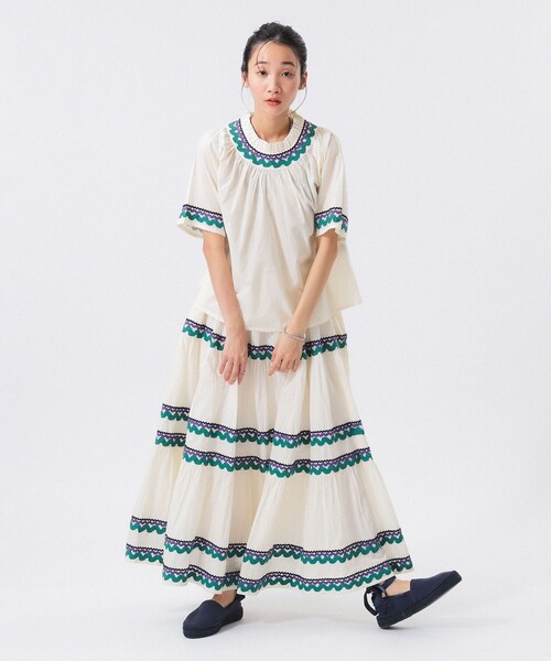 trepied（トレピエ）の「【別注】trepied / テープ ギャザー スモック（シャツ/ブラウス・レディース・ネイビー/アイボリー・ONE SIZE）」の7枚目の写真