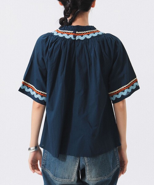 trepied（トレピエ）の「【別注】trepied / テープ ギャザー スモック（シャツ/ブラウス・レディース・ネイビー/アイボリー・ONE SIZE）」の12枚目の写真