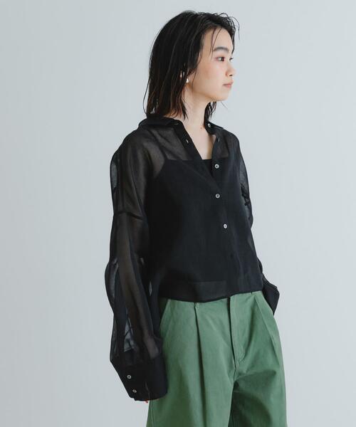 URBAN RESEARCH(アーバンリサーチ)の「シアーワイドスリーブシャツ(シャツ/ブラウス・レディース・カーキ/ベージュ系その他/ブラック・FREE)」の9枚目の写真