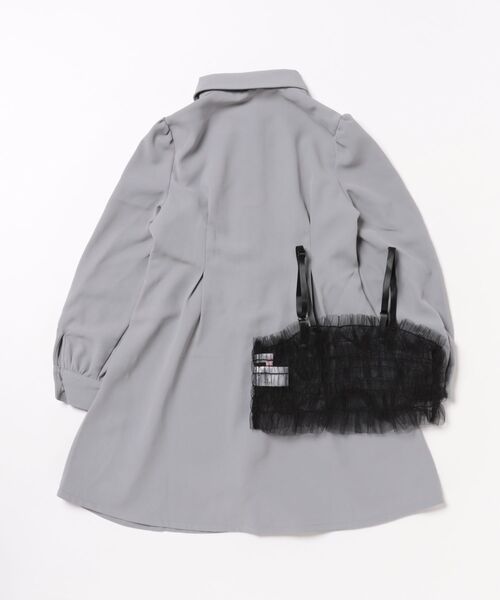 PINKHUNT（ピンクハント）の「PINKHUNT ピンクハント チュールビスチェ付きシャツ ワンピース 0524K（ワンピース・キッズ・アッシュグレー/オフホワイト・120cm/130cm/140cm/150cm/160cm）」の15枚目の写真