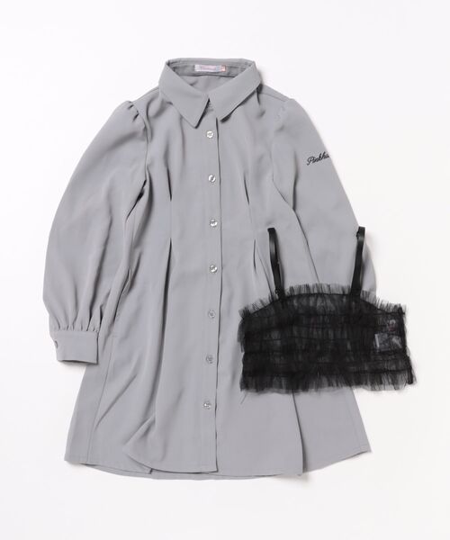 PINKHUNT（ピンクハント）の「PINKHUNT ピンクハント チュールビスチェ付きシャツ ワンピース 0524K（ワンピース・キッズ・アッシュグレー/オフホワイト・120cm/130cm/140cm/150cm/160cm）」の21枚目の写真