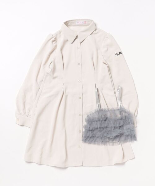 PINKHUNT（ピンクハント）の「PINKHUNT ピンクハント チュールビスチェ付きシャツ ワンピース 0524K（ワンピース・キッズ・アッシュグレー/オフホワイト・120cm/130cm/140cm/150cm/160cm）」の16枚目の写真