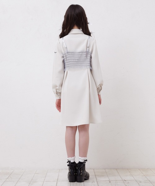 PINKHUNT（ピンクハント）の「PINKHUNT ピンクハント チュールビスチェ付きシャツ ワンピース 0524K（ワンピース・キッズ・アッシュグレー/オフホワイト・120cm/130cm/140cm/150cm/160cm）」の19枚目の写真
