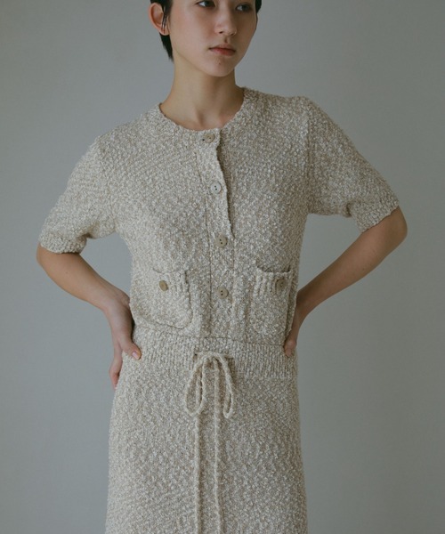 CASA FLINE（カーサフライン）の「コットンツイードニットドレス（ワンピース・レディース・ベージュ/アイボリー・FREE）」の6枚目の写真