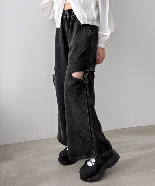 Heather（ヘザー）の「2WAYスウェットデザインパンツ　326088（スウェットパンツ・レディース・グレー/スミクロ・FREE）」の9枚目の写真