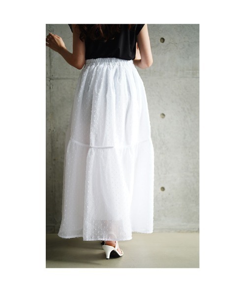 Sawa a la mode(サワアラモード)の「レディなリボン付きギャザーフレアスカート(スカート・レディース・オフホワイト/ブラック・FREE)」の13枚目の写真