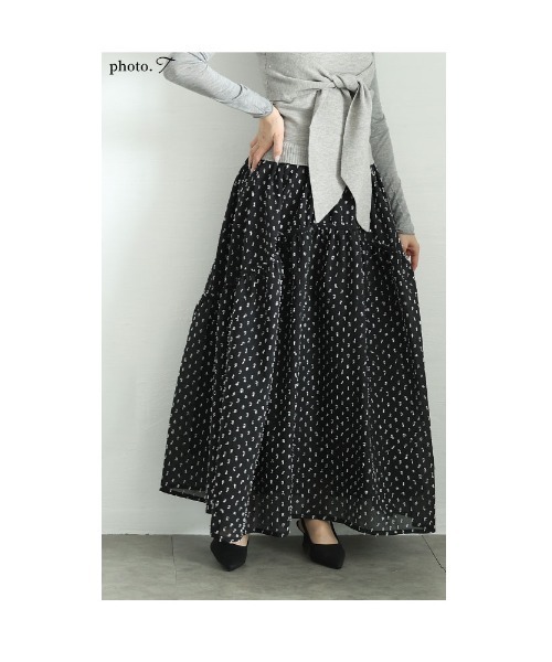 Sawa a la mode(サワアラモード)の「レディなリボン付きギャザーフレアスカート(スカート・レディース・オフホワイト/ブラック・FREE)」の15枚目の写真