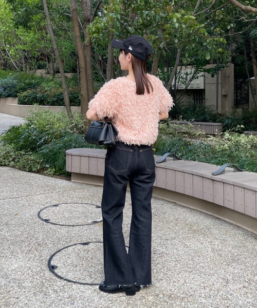 hinari セミフレアデニムパンツxs セミフレアデニムパンツ（裾カット可能）（デニムパンツ