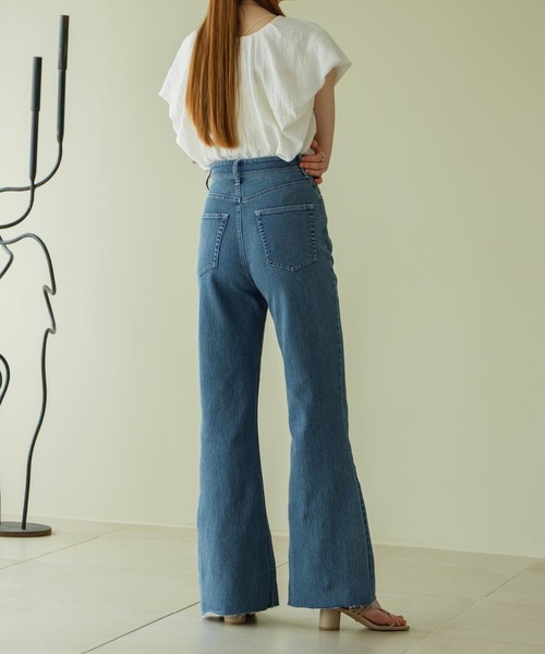 hinari セミフレアデニムパンツxs セミフレアデニムパンツ（裾カット可能）（デニムパンツ