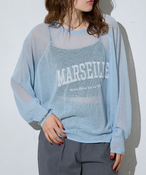 TRIANGLE PALETTE(トライアングルパレット)の「ロゴプリント シアーニットプルオーバー(ニット/セーター・レディース・ダークグレー/アイボリー/ピンク/ライトグレー/ブラウン/ブラック/ライトブルー/ネイビー・FREE)」の15枚目の写真