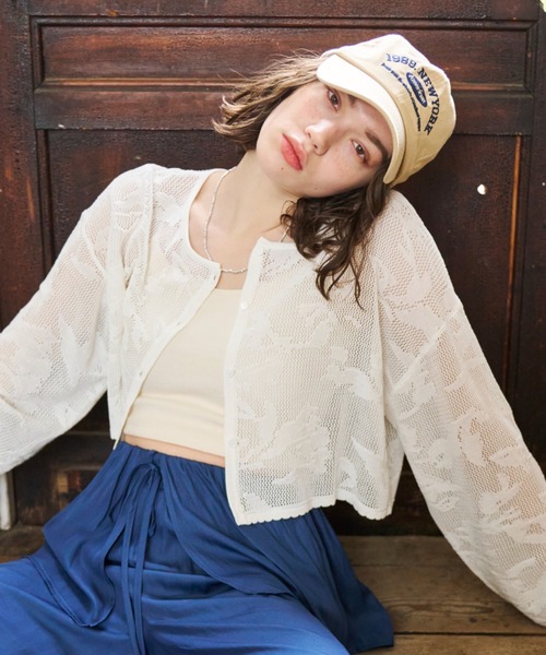 ♥️未使用に近い♥️美品♥️手洗可♥️【MOGA】2(M相当) 黒 シアーカーデ 40代ファッション レディース 透かし編みシアーカーディガン