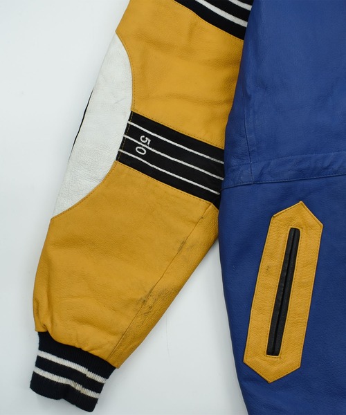 VINTAGE（ヴィンテージ）の「【ヴィンテージ古着】90's MICHAEL HOBAN WHEREMI “Rugby football” レザージャケット（その他アウター・メンズ・ブルー・SMALL）」の11枚目の写真