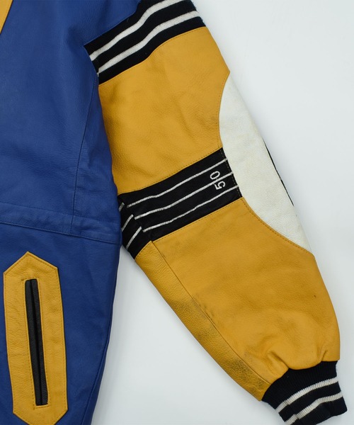 VINTAGE（ヴィンテージ）の「【ヴィンテージ古着】90's MICHAEL HOBAN WHEREMI “Rugby football” レザージャケット（その他アウター・メンズ・ブルー・SMALL）」の12枚目の写真