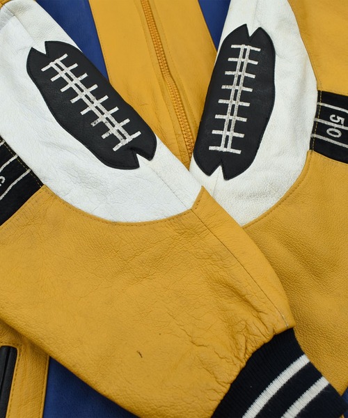 VINTAGE（ヴィンテージ）の「【ヴィンテージ古着】90's MICHAEL HOBAN WHEREMI “Rugby football” レザージャケット（その他アウター・メンズ・ブルー・SMALL）」の10枚目の写真