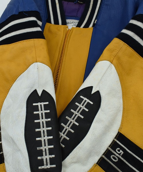 VINTAGE（ヴィンテージ）の「【ヴィンテージ古着】90's MICHAEL HOBAN WHEREMI “Rugby football” レザージャケット（その他アウター・メンズ・ブルー・SMALL）」の9枚目の写真