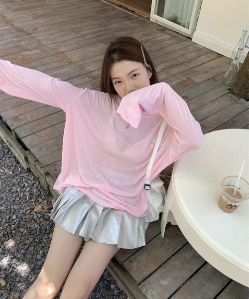 LETee(レティー)の「シアータイプ バックロゴプリントトップス(Tシャツ/カットソー・レディース・ピンク/ブルー/グリーン/ホワイト・FREE)」の6枚目の写真
