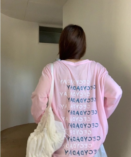 LETee(レティー)の「シアータイプ バックロゴプリントトップス(Tシャツ/カットソー・レディース・ピンク/ブルー/グリーン/ホワイト・FREE)」の8枚目の写真