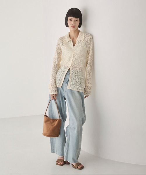 ANGIE（アンジー）の「カット レース シャツ（シャツ/ブラウス・レディース・ブラウン/アイボリー/ブラック・FREE）」の4枚目の写真