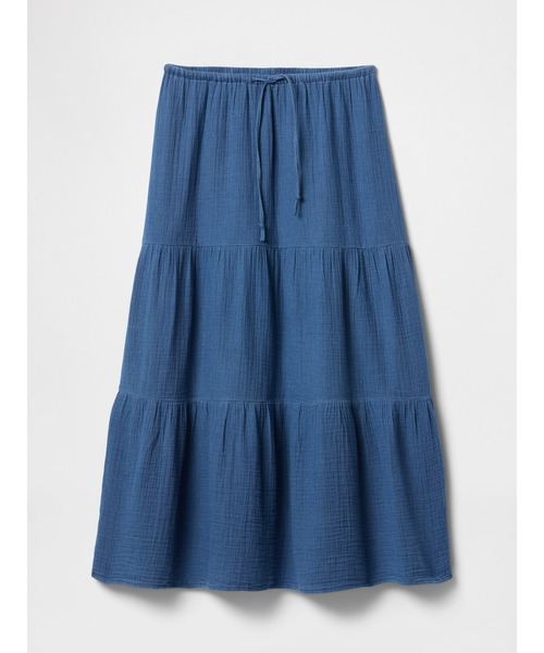 GAP(ギャップ)の「クリンクルガーゼデニム ティアード マキシスカート(スカート・レディース・インディゴブルー・M/S/XS/L/XXS)」の3枚目の写真