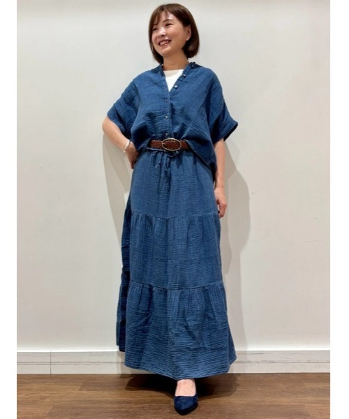 GAP(ギャップ)の「クリンクルガーゼデニム ティアード マキシスカート(スカート・レディース・インディゴブルー・M/S/XS/L/XXS)」の10枚目の写真