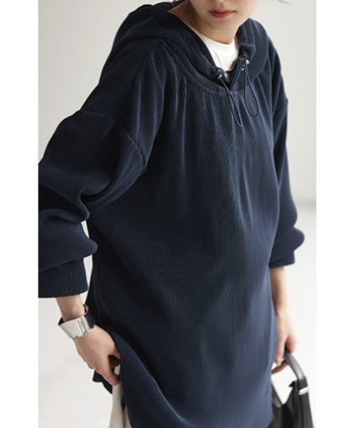HUG.U(ハグユー)の「セルフカット可能 リブセットアップ トップス&パンツ(セットアップ・レディース・ブラック/ネイビー/ダークブラウン/ライラック・FREE)」の7枚目の写真