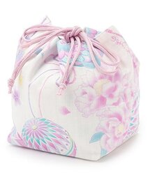 mezzo piano（メゾピアノ）の「手毬フラワー柄・水彩紫陽花柄　巾着バッグ（和装小物・キッズ）」