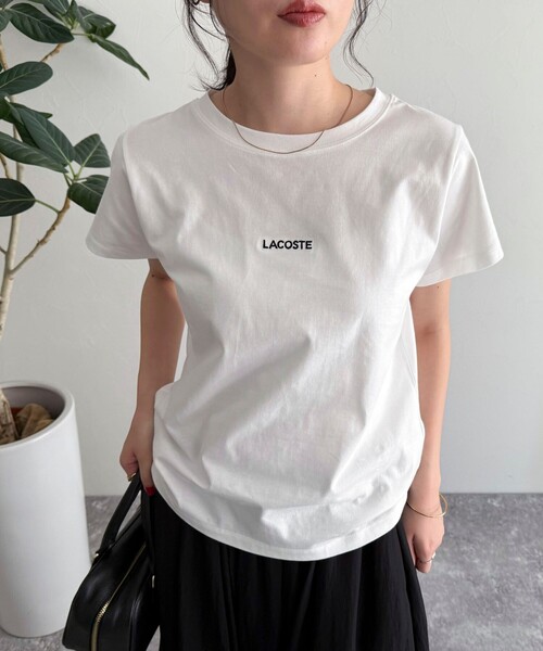 fredy emue(フレディエミュ)の「【LACOSTE/ラコステ】ロゴ入り半袖Tシャツ(Tシャツ/カットソー・レディース・ブラック/ネイビー/オフホワイト・38)」の1枚目の写真