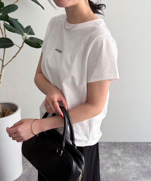 fredy emue(フレディエミュ)の「【LACOSTE/ラコステ】ロゴ入り半袖Tシャツ(Tシャツ/カットソー・レディース・ブラック/ネイビー/オフホワイト・38)」の8枚目の写真