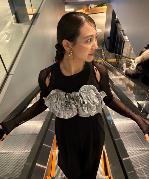 セール】ラッフルビスチェパンツドレス / ruffled bustier pants dress