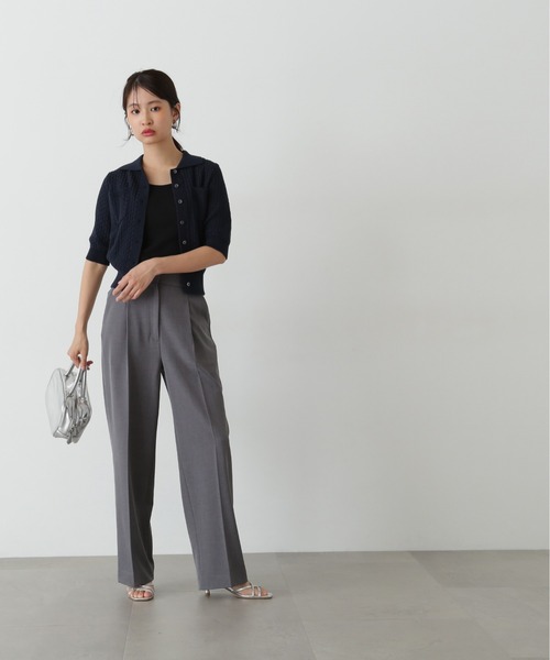 N.（N. Natural Beauty Basic）（エヌエヌナチュラルビューティーベーシック）の「バスケット編みポロカーディガン（カーディガン/ボレロ・レディース・ネイビー/オフホワイト/ピンク・MEDIUM）」の21枚目の写真