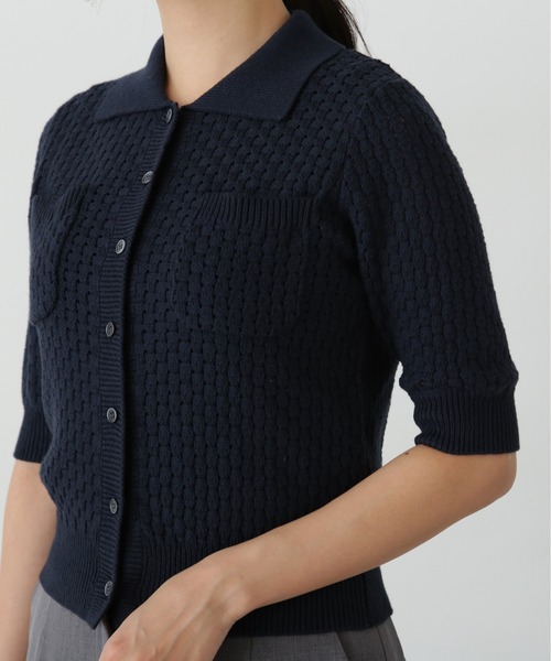 N.（N. Natural Beauty Basic）（エヌエヌナチュラルビューティーベーシック）の「バスケット編みポロカーディガン（カーディガン/ボレロ・レディース・ネイビー/オフホワイト/ピンク・MEDIUM）」の17枚目の写真