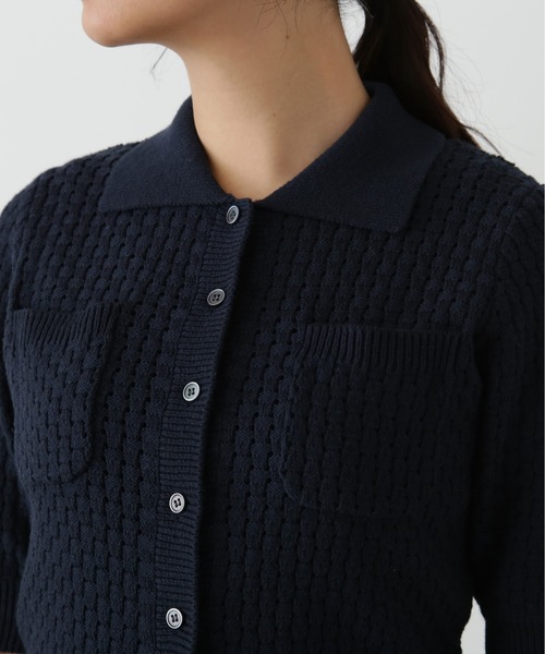 N.（N. Natural Beauty Basic）（エヌエヌナチュラルビューティーベーシック）の「バスケット編みポロカーディガン（カーディガン/ボレロ・レディース・ネイビー/オフホワイト/ピンク・MEDIUM）」の16枚目の写真