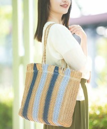 【BarcosBlue/バルコスブルー】ストライプかごトート