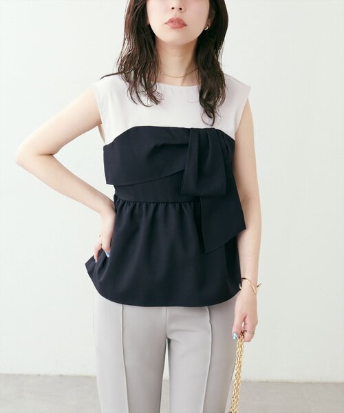 natural couture（ナチュラルクチュール）の「ビスチェドッキングトップス（Tシャツ/カットソー・レディース・ブルー/キャメル/ライトベージュ/ブラック・FREE）」の6枚目の写真