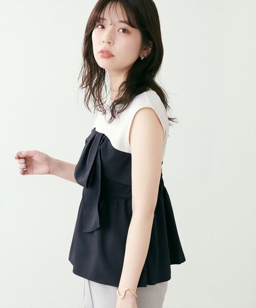 natural couture（ナチュラルクチュール）の「ビスチェドッキングトップス（Tシャツ/カットソー・レディース・ブルー/キャメル/ライトベージュ/ブラック・FREE）」の7枚目の写真