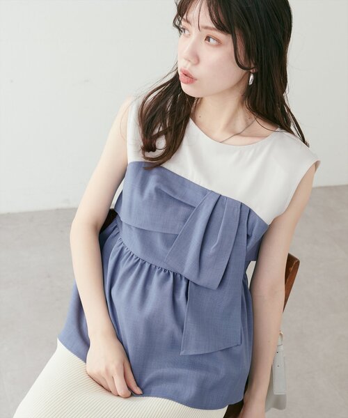 natural couture（ナチュラルクチュール）の「ビスチェドッキングトップス（Tシャツ/カットソー・レディース・ブルー/キャメル/ライトベージュ/ブラック・FREE）」の16枚目の写真