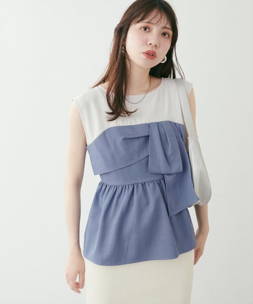 natural couture（ナチュラルクチュール）の「ビスチェドッキングトップス（Tシャツ/カットソー・レディース・ブルー/キャメル/ライトベージュ/ブラック・FREE）」の18枚目の写真