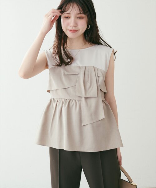 natural couture（ナチュラルクチュール）の「ビスチェドッキングトップス（Tシャツ/カットソー・レディース・ブルー/キャメル/ライトベージュ/ブラック・FREE）」の9枚目の写真