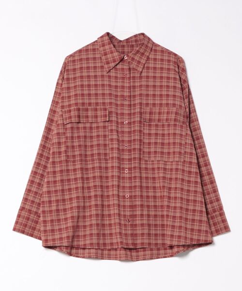 MIRROR STOKE（ミラーストーク）の「【ZOZO限定】CHECK OVER SHIRT（シャツ/ブラウス・レディース・ネイビー/キャメル/レッド・MEDIUM）」の4枚目の写真