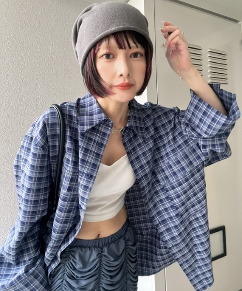 MIRROR STOKE（ミラーストーク）の「【ZOZO限定】CHECK OVER SHIRT（シャツ/ブラウス・レディース・ネイビー/キャメル/レッド・MEDIUM）」の21枚目の写真