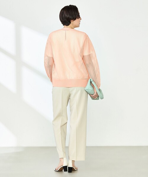 NOLLEY’S(ノーリーズ)の「《手洗い可能》メッシュ長袖Vネックカーディガン(カーディガン/ボレロ・レディース・オフホワイト/ミント/サーモンピンク・38)」の5枚目の写真