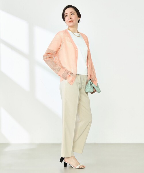 NOLLEY’S(ノーリーズ)の「《手洗い可能》メッシュ長袖Vネックカーディガン(カーディガン/ボレロ・レディース・オフホワイト/ミント/サーモンピンク・38)」の6枚目の写真