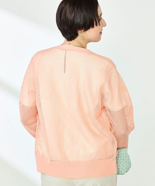 NOLLEY’S(ノーリーズ)の「《手洗い可能》メッシュ長袖Vネックカーディガン(カーディガン/ボレロ・レディース・オフホワイト/ミント/サーモンピンク・38)」の9枚目の写真