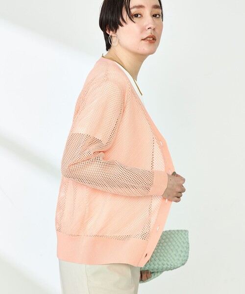 NOLLEY’S(ノーリーズ)の「《手洗い可能》メッシュ長袖Vネックカーディガン(カーディガン/ボレロ・レディース・オフホワイト/ミント/サーモンピンク・38)」の10枚目の写真